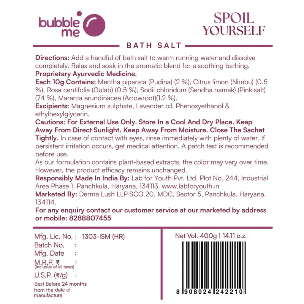 Bath Salt with Epsom & Pink Salt | Better Sleep, Muscle Recovery, Stress Relief | 400g